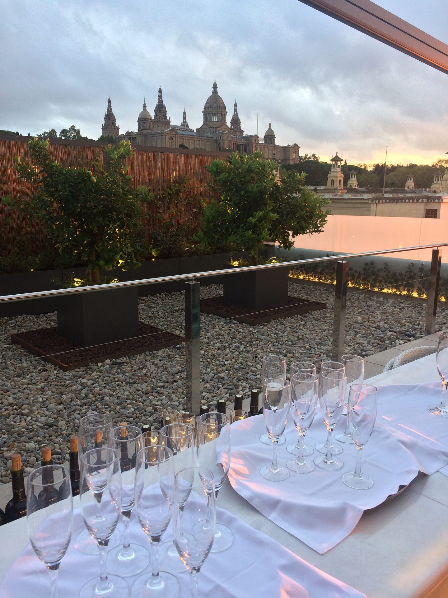 Dinner table overlooking Barcelona.