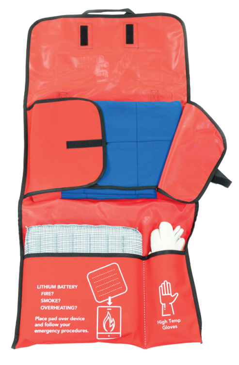 Wall hanging lithium ion battery incident kit